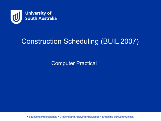 Week 9 Construction Scheduling Computer Tutorial