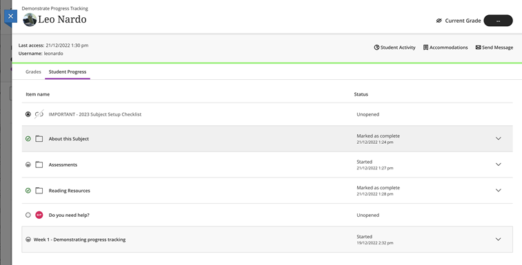 Progress Tracking
